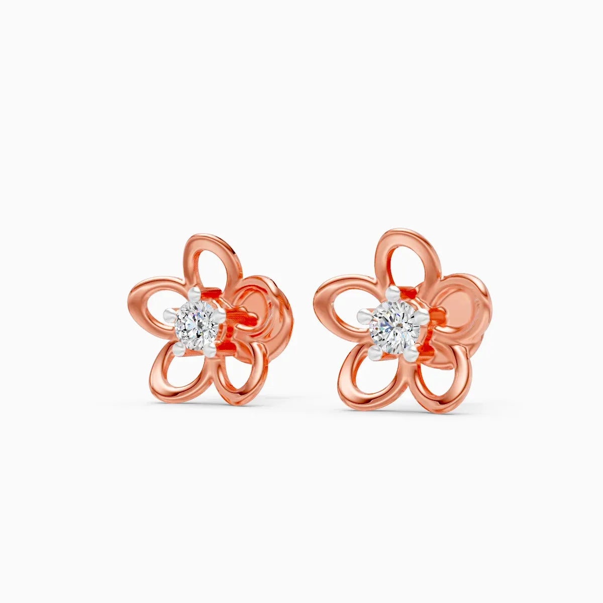 Round Floral Diamond Studs