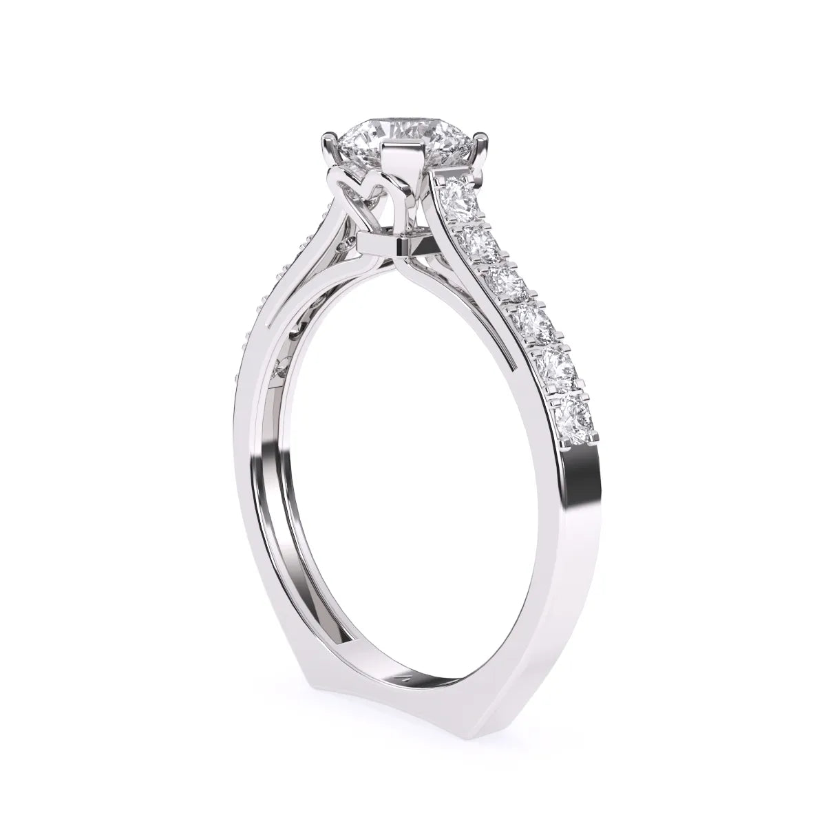 Laxurious Round Solitaire With Side Accent Diamond Ring
