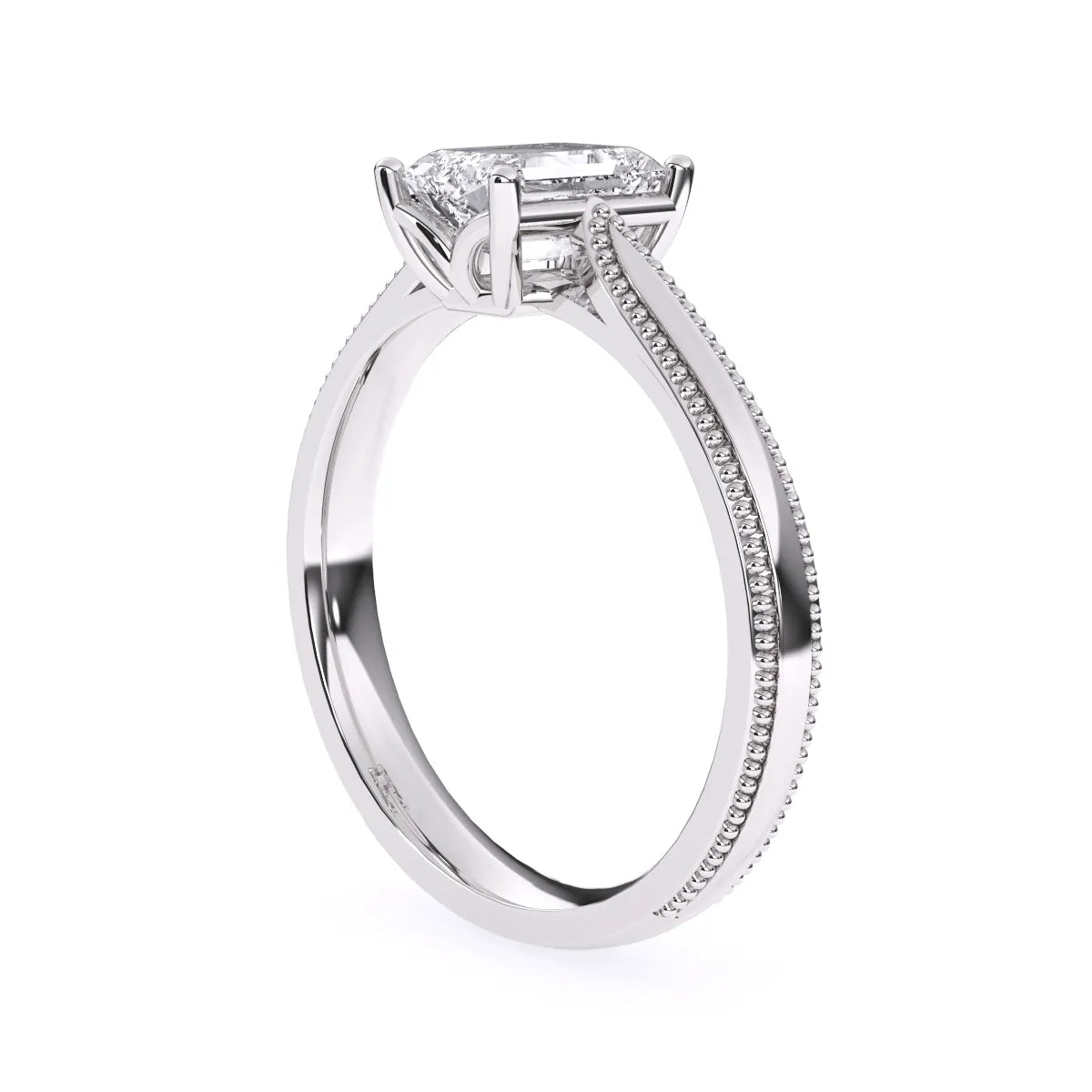 Vintage Milgrain Emerald Cut Solitaire Ring
