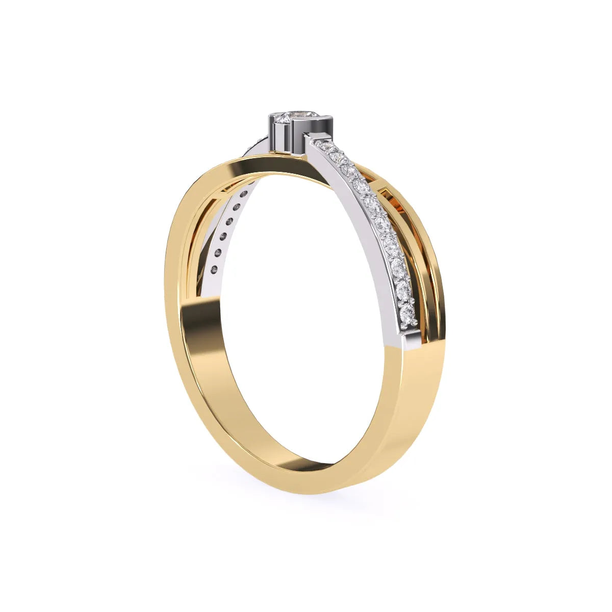 Antique Crossover Diamond Ring in Rose Gold And White Gold