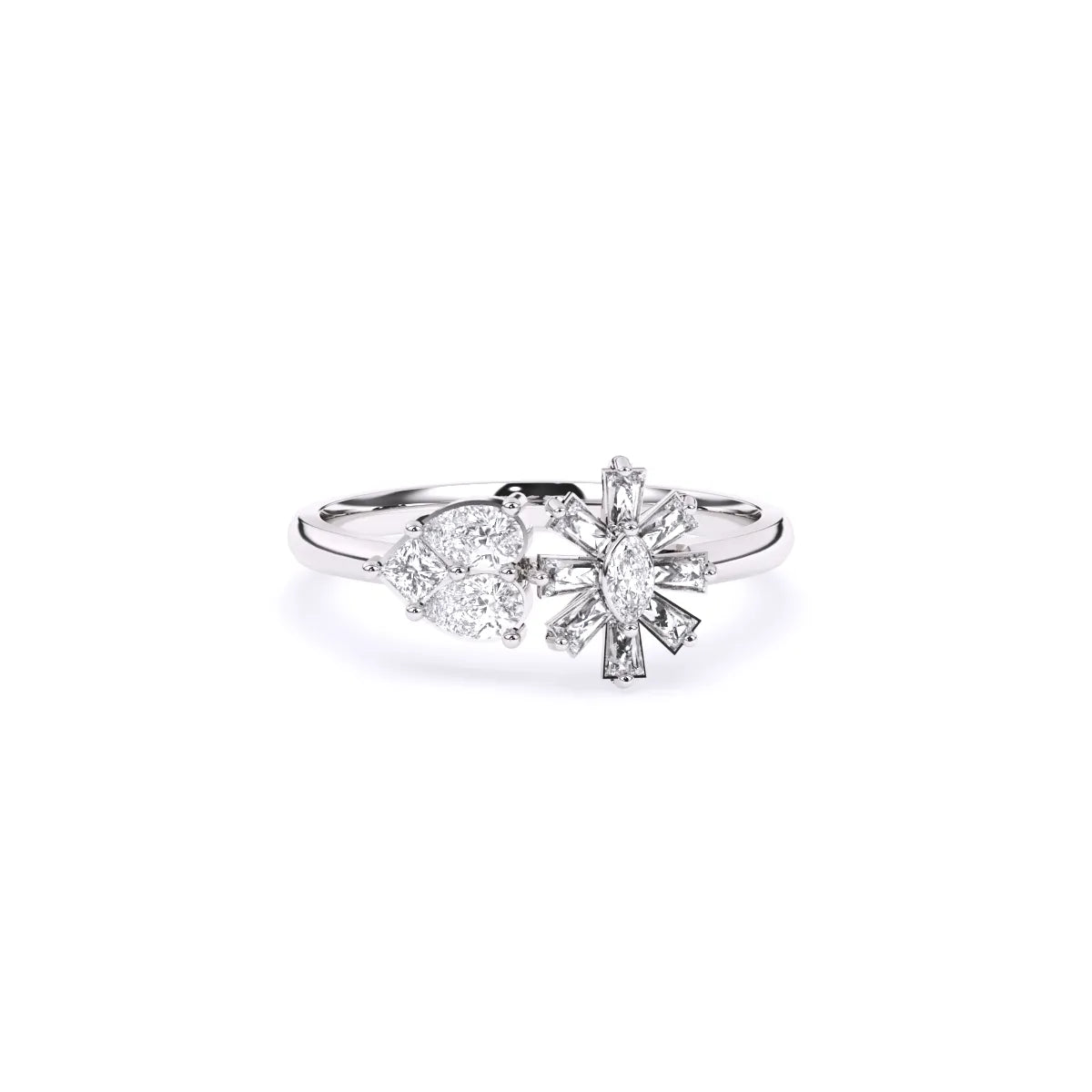 Toi Et Moi Flower Style And Multi Shape Diamond Ring
