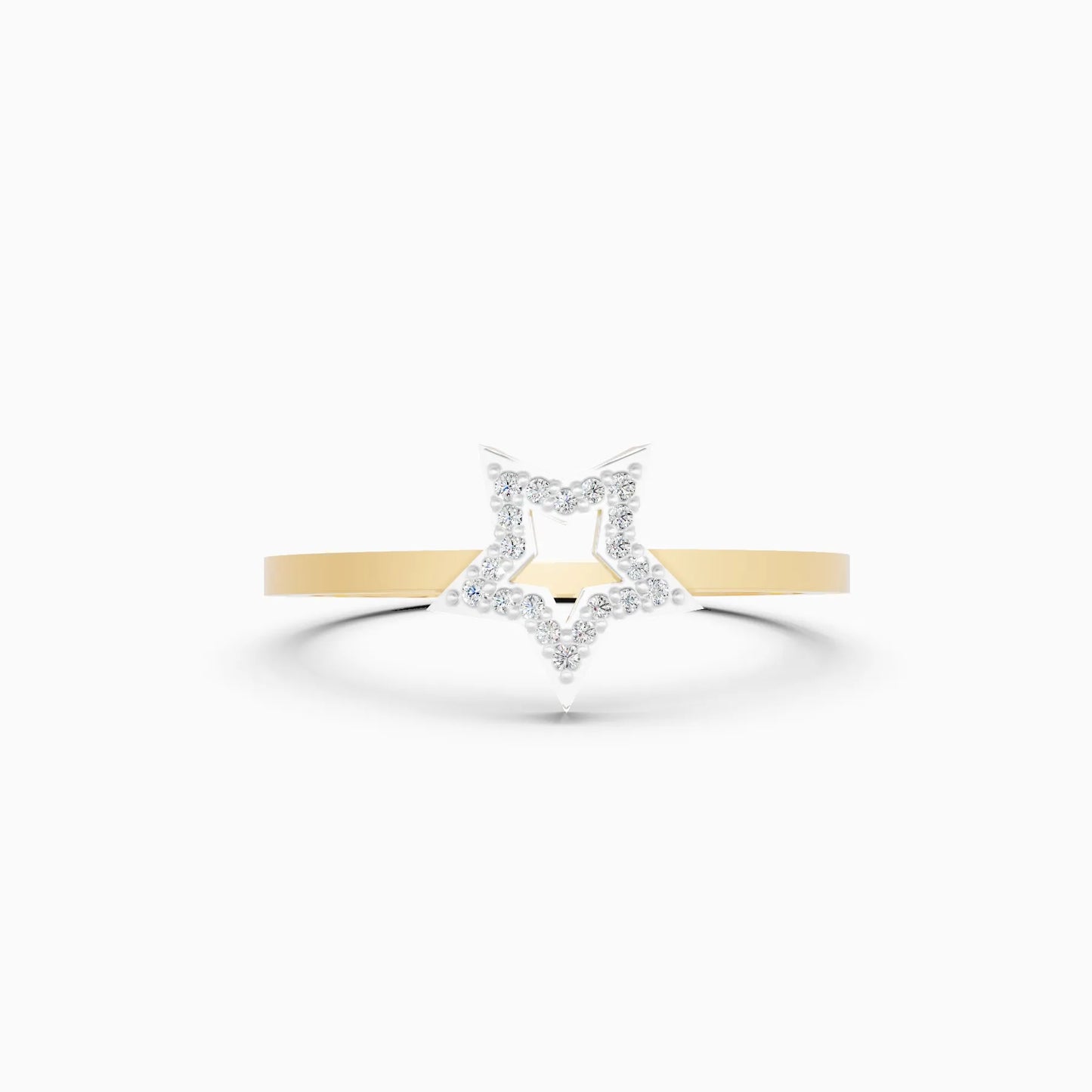 Open Five-Point Star Micro-Pavé Outline Ring