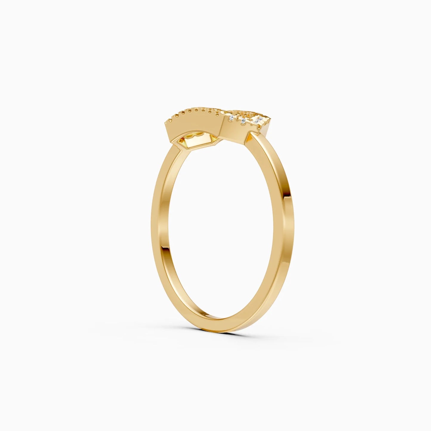 Stylish Open Hexagon Shape Diamond Ring