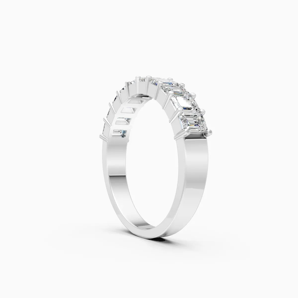 Modern Emerald Cut Lab Grown Diamond Band Ring