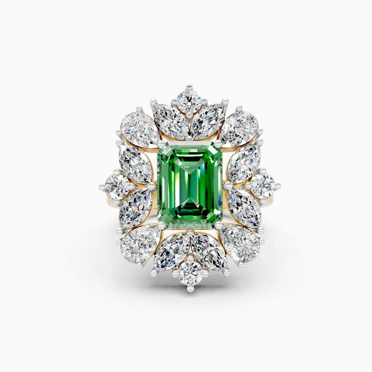 Luxury Green Emerald Ring with Lab Grown Diamond Accents