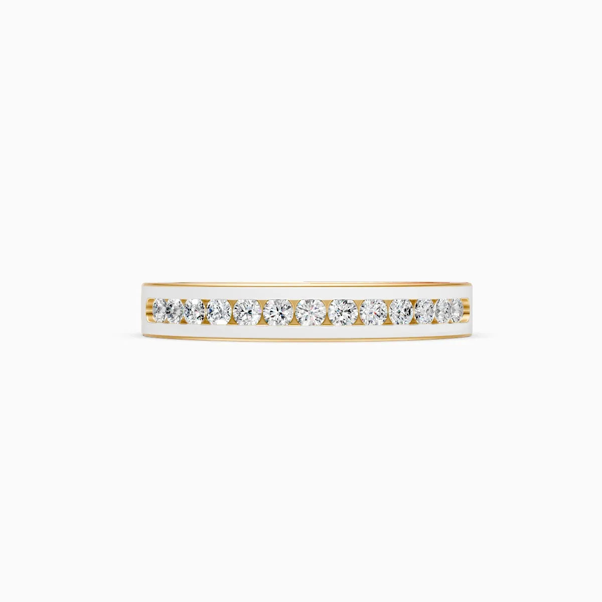 Rhodium Shine Edge Diamond Band