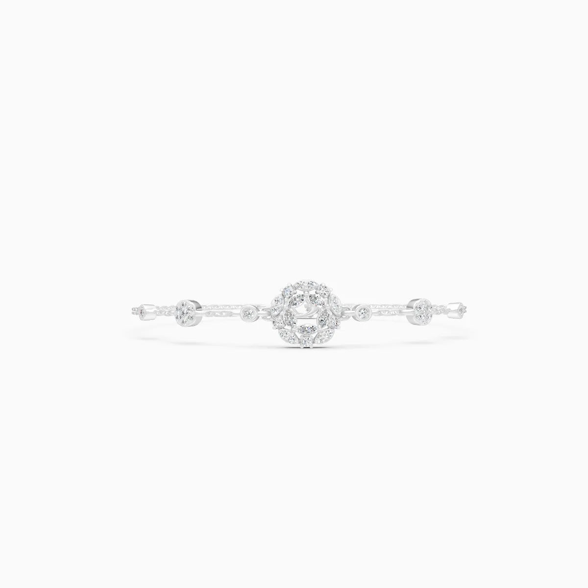 Diamond-Filled Round Center Bracelet with Side Diamonds