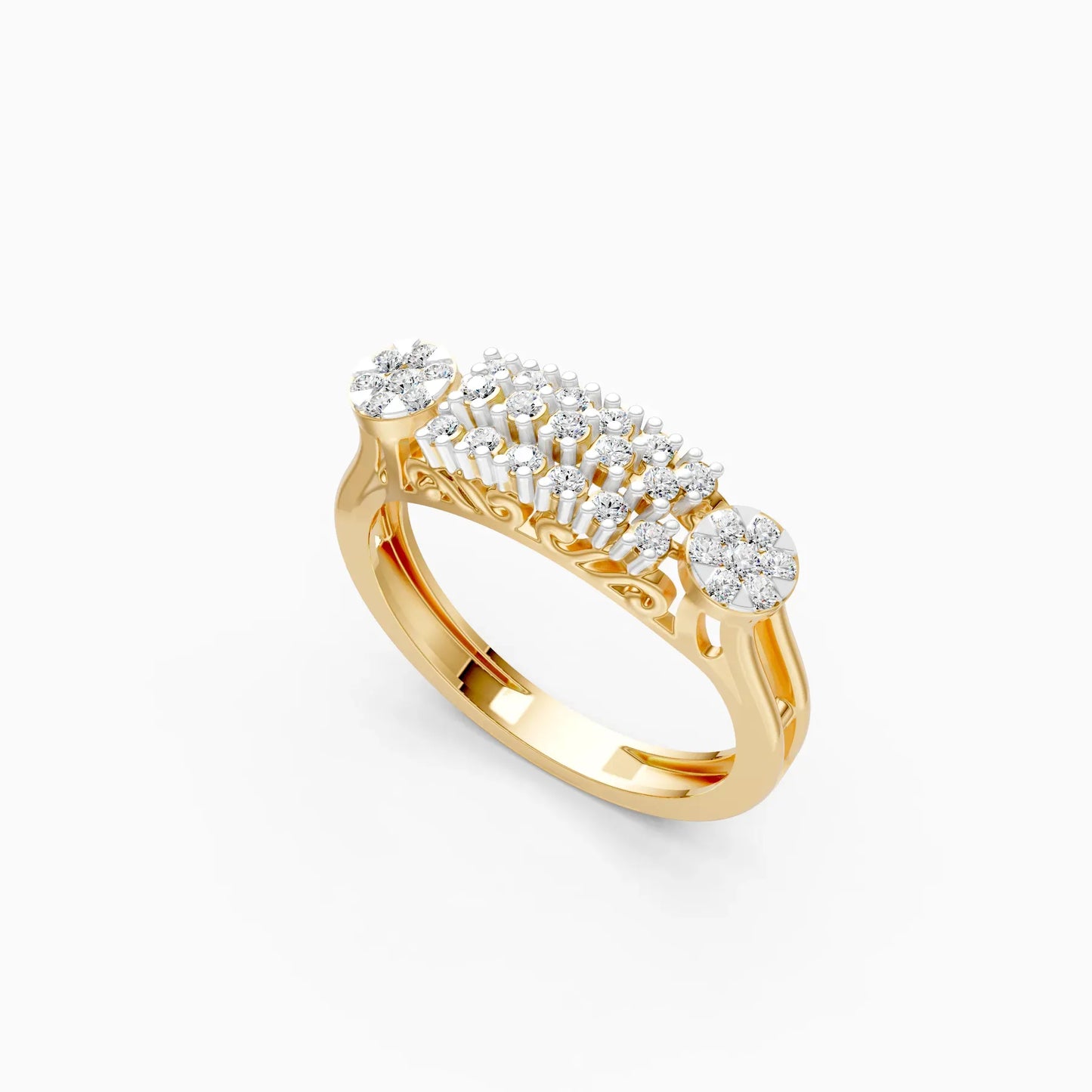 Attractive Round Cluster Diamond Engagement Ring
