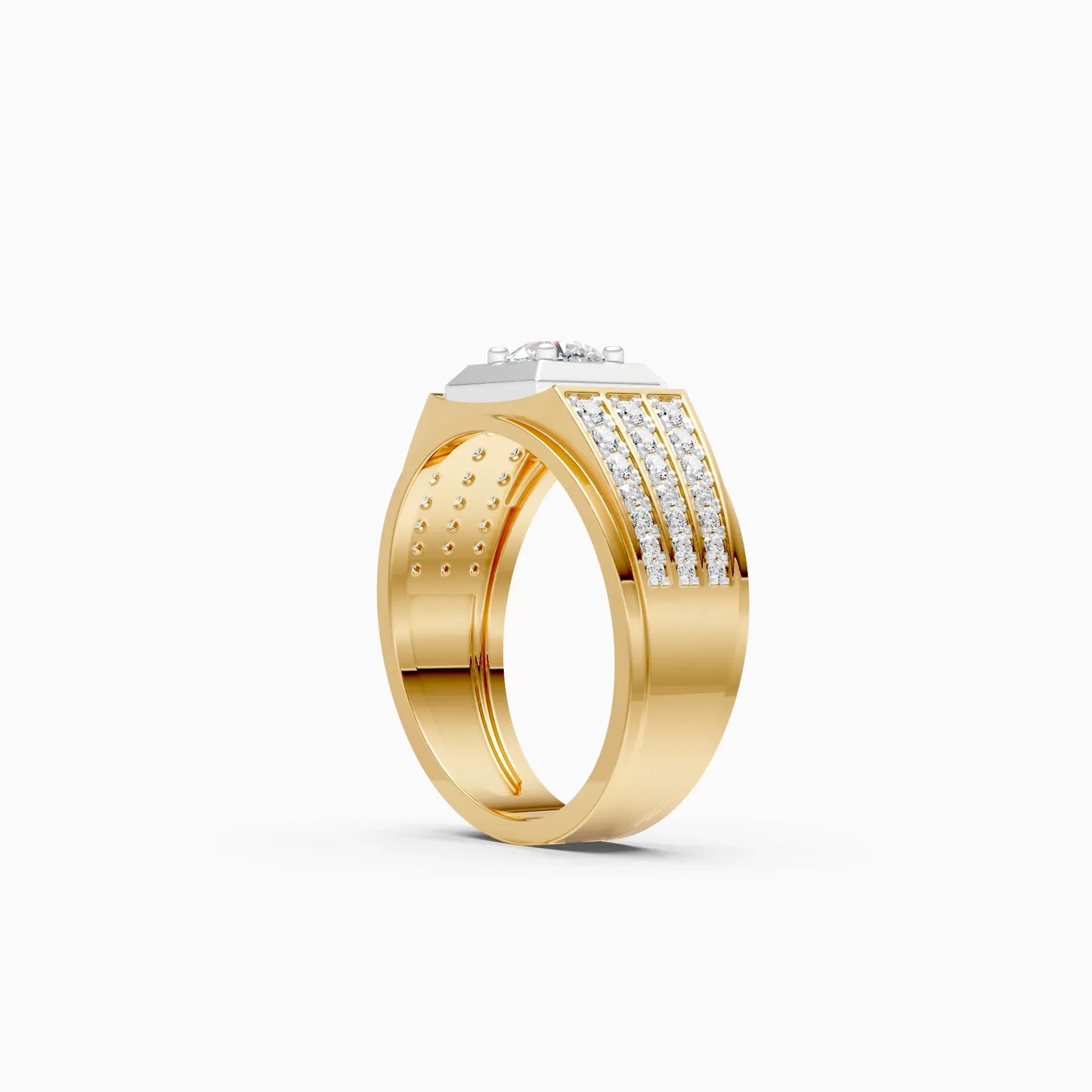 Stylish Three Row Cluster Round Lab Grown Ring