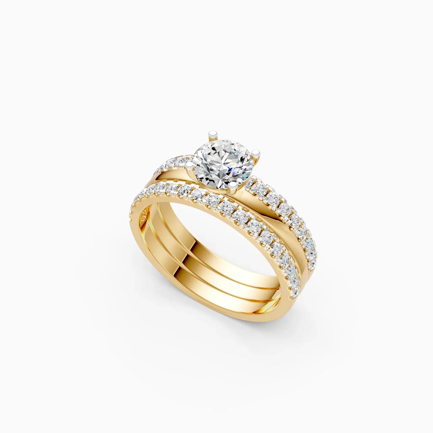Glamor Double Line Solitare Diamond Engagement Ring