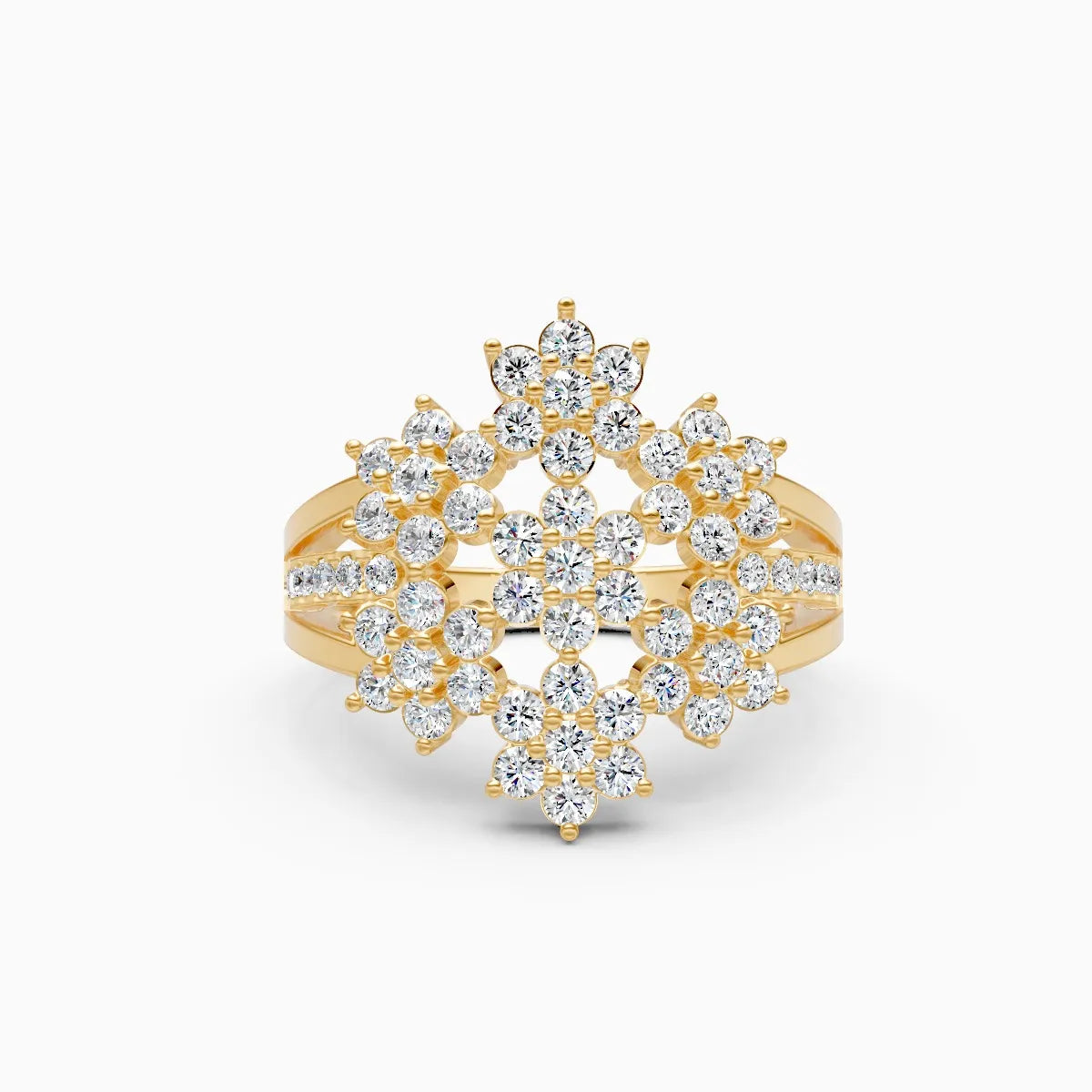 Round Flower Style Cluster Engagement Ring