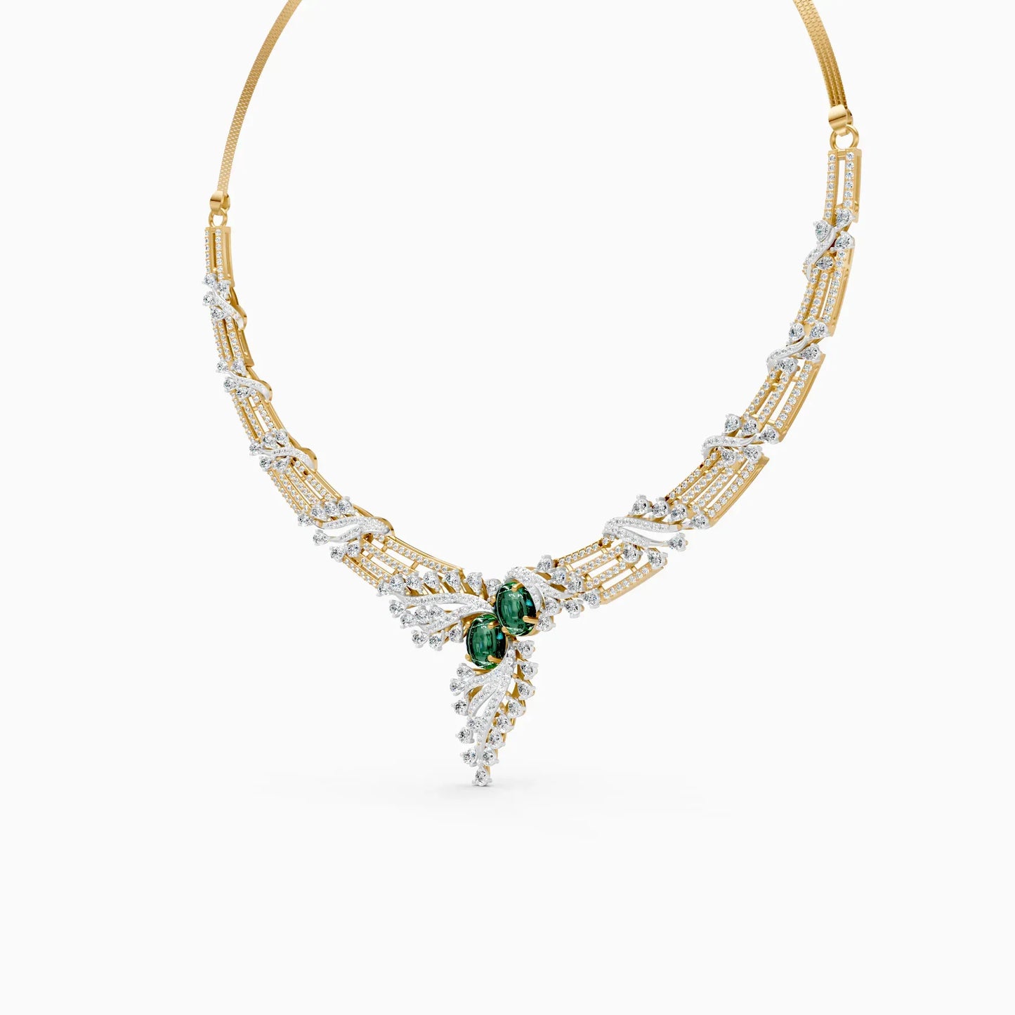 Leaf Shaped Gold Lab Diamond Necklace