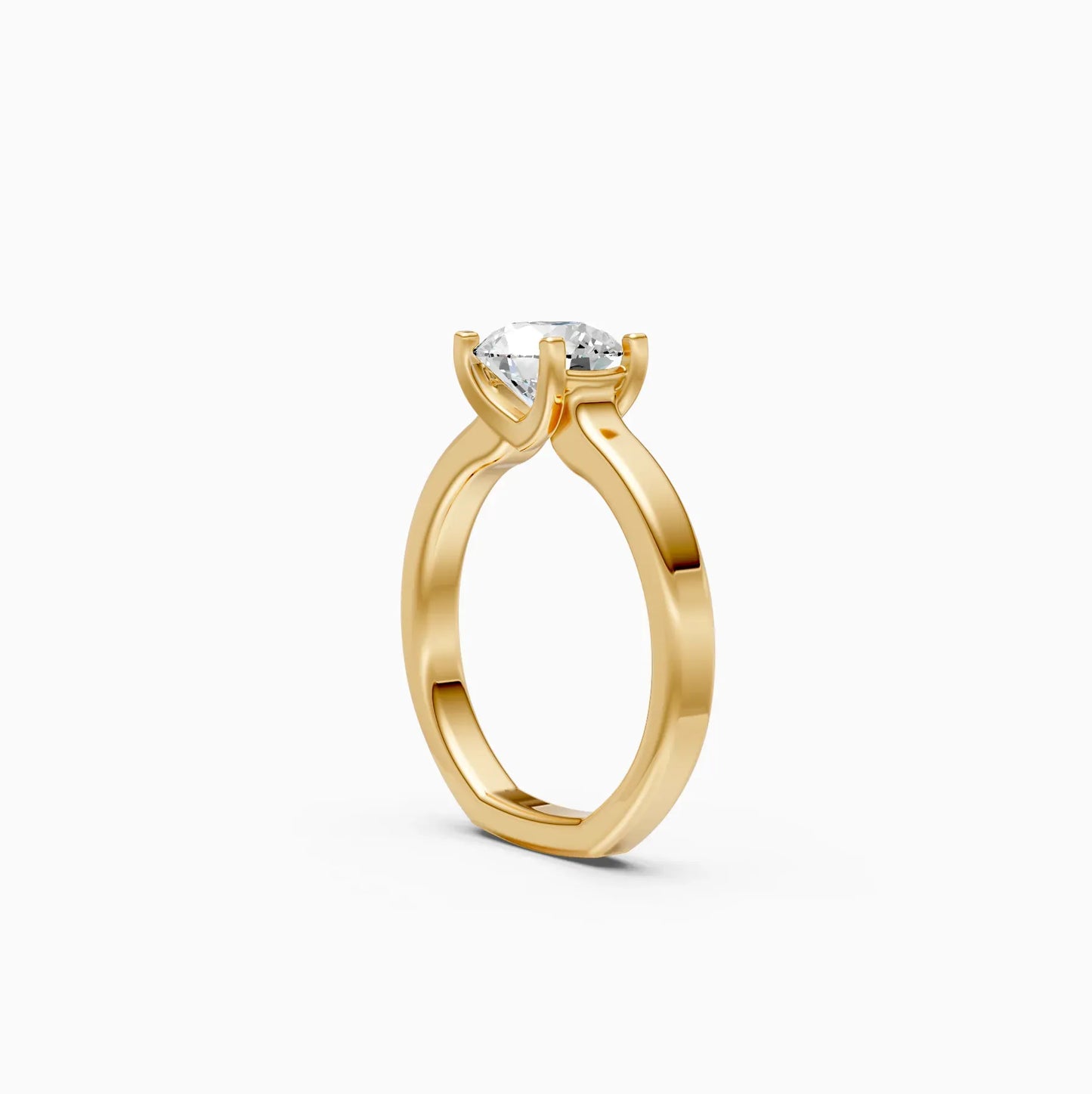 Round Four Prong lab Diamond Solitaire Ring