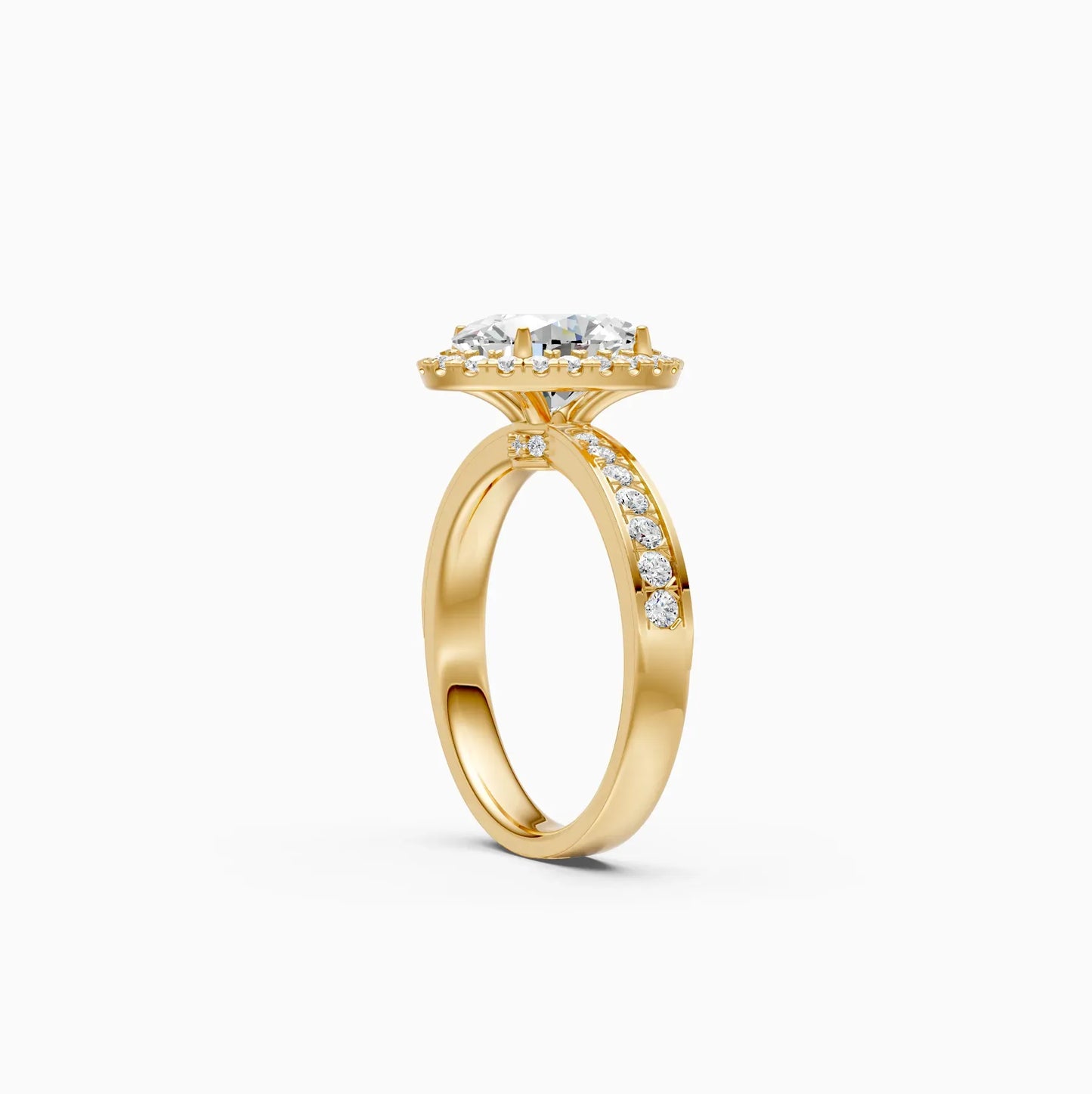 Oval Halo lab Grown Solitaire Accents Ring