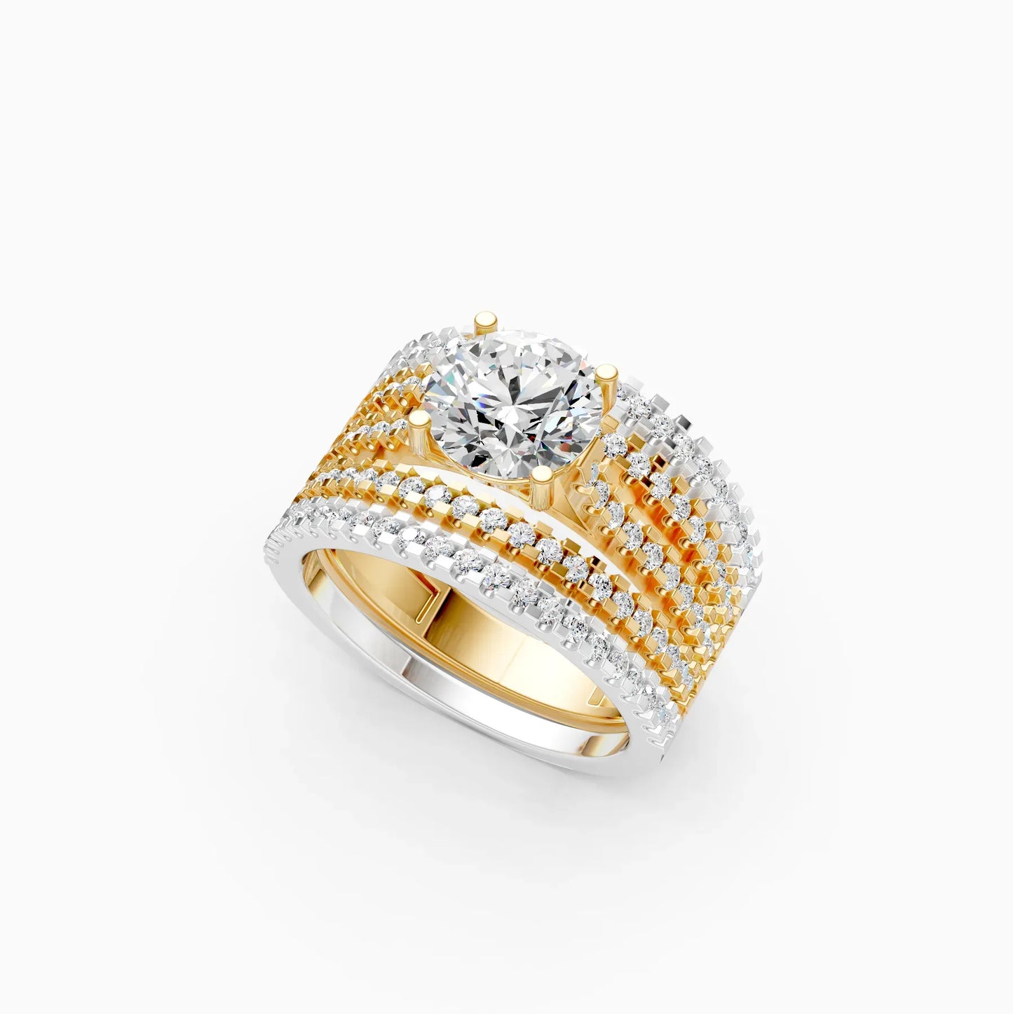 Sparkle Solitaire Five Band Engagement Ring