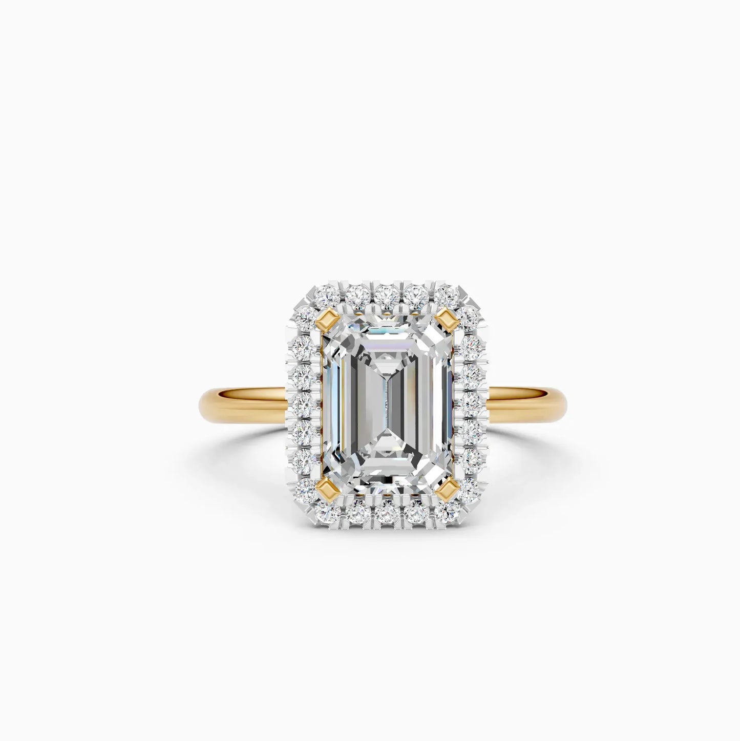 Emerald Halo Solitaire Diamond Ring
