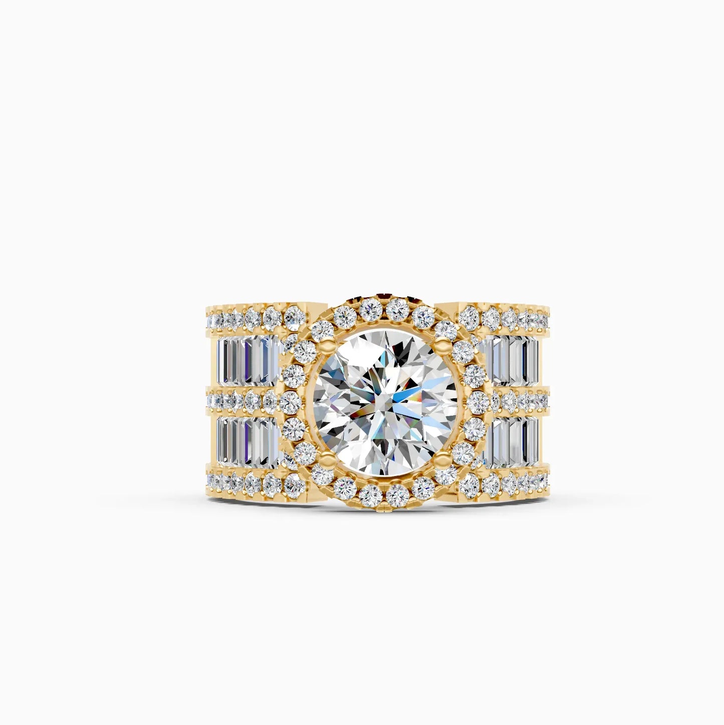 Luxury Triple Row Halo Diamond Ring