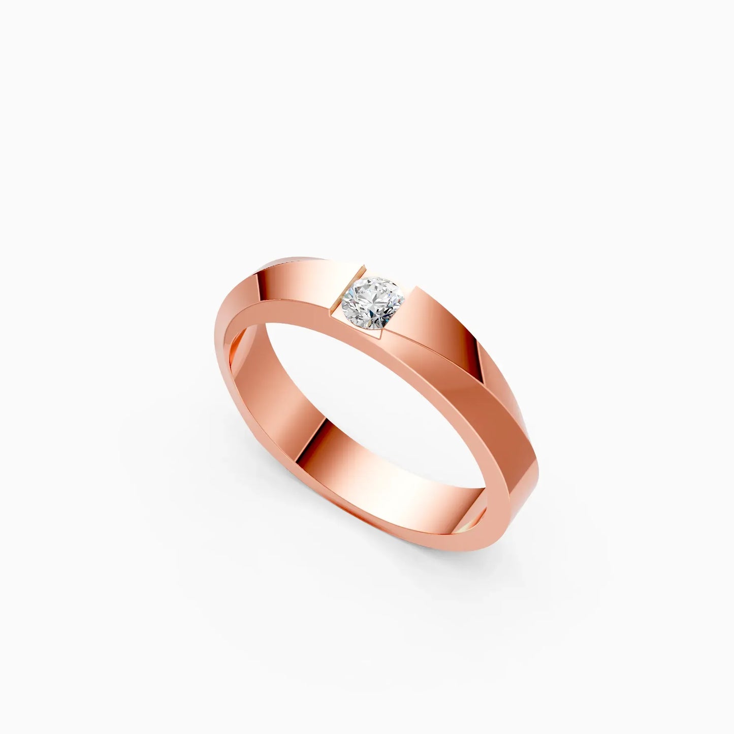 14kt Solitaire Round Lab Diamond Men's Ring