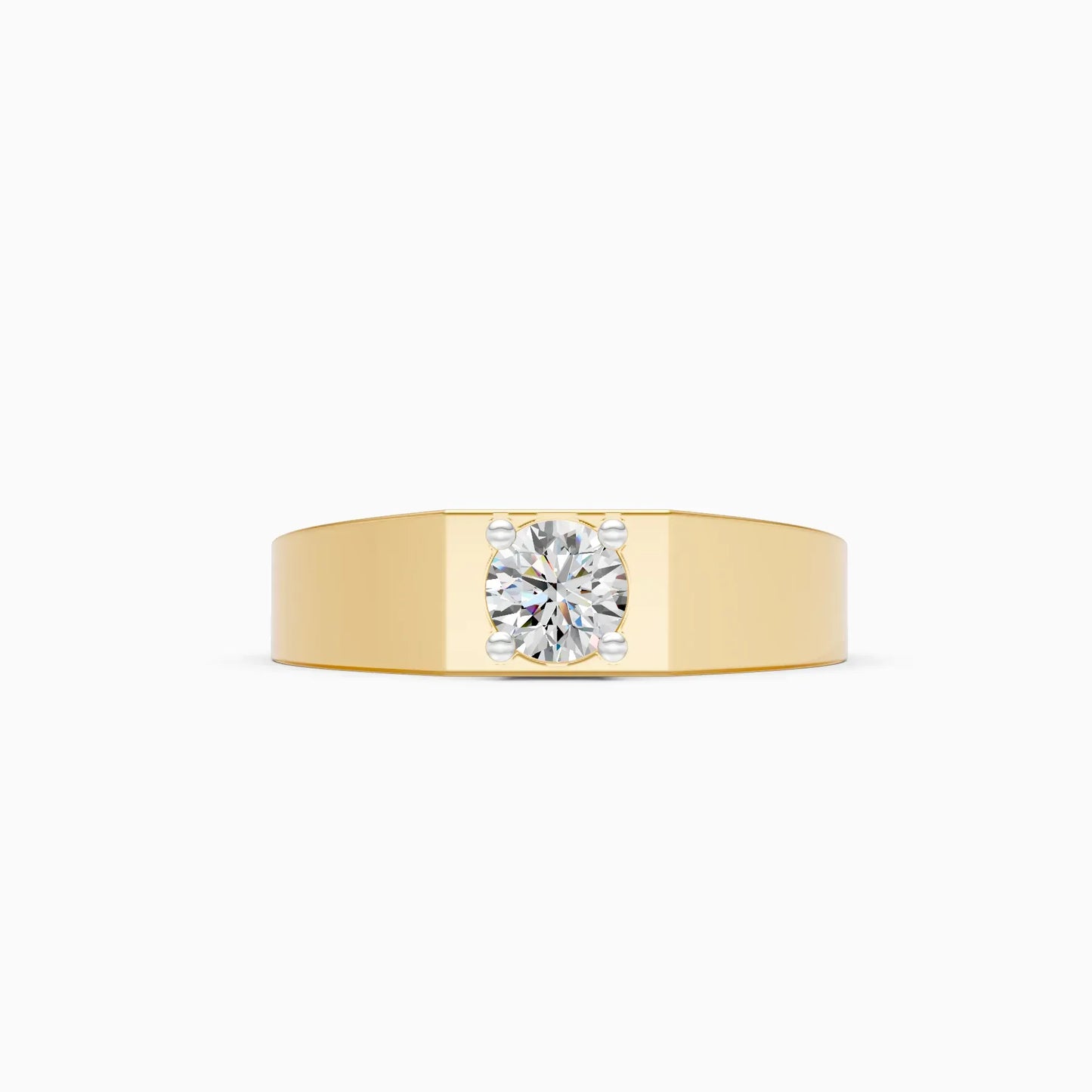 Round Lab Diamond Men's Solitaire Ring
