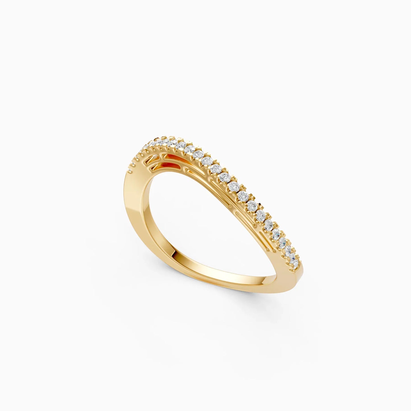 Minimalist Curve Shape Lab-Diamond Band Ring