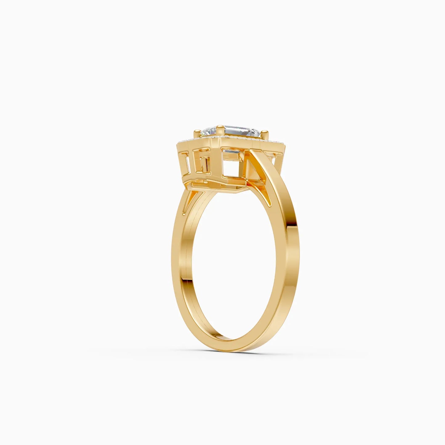 Graceful Emerald Cut Diamond Engagement Ring