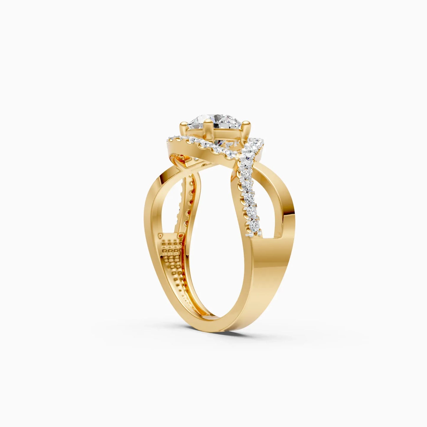 Spiral Cross Solitare Diamond Ring