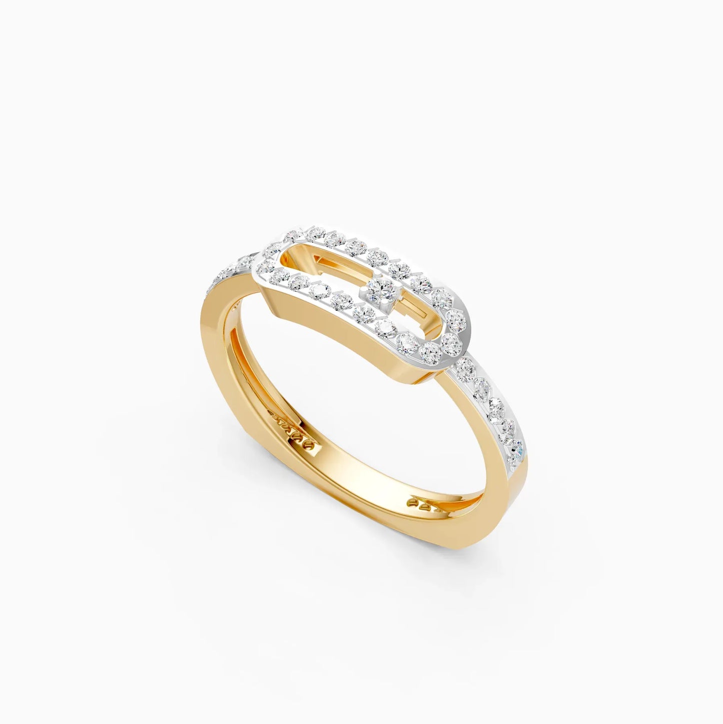 Round lab Grown Diamond Open Hexagon Ring