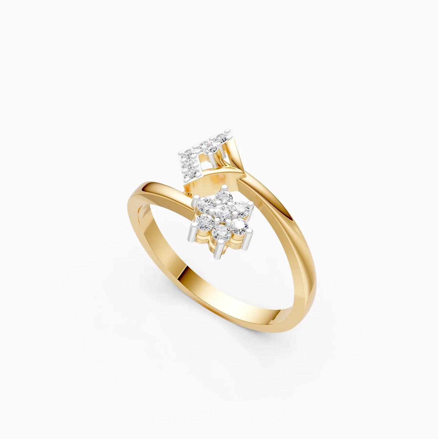 Floral Style By Pass Setting Diamond Cluster Band