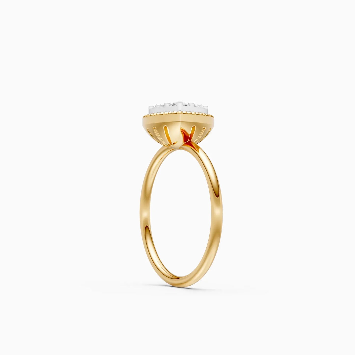 Elegant Two Tone Diamond Cluster Trillion Shape Ring