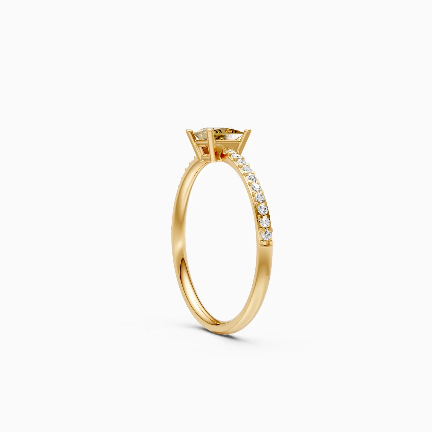Trendy Yellow Topaz Pricess Diamond Dainty Ring