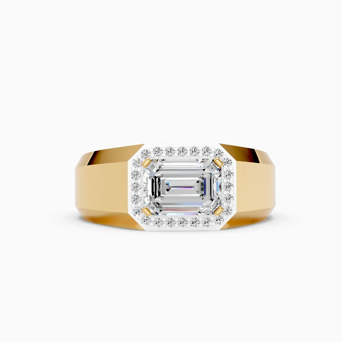 Emerald Cut Diamond Men's Ring With Side Accents