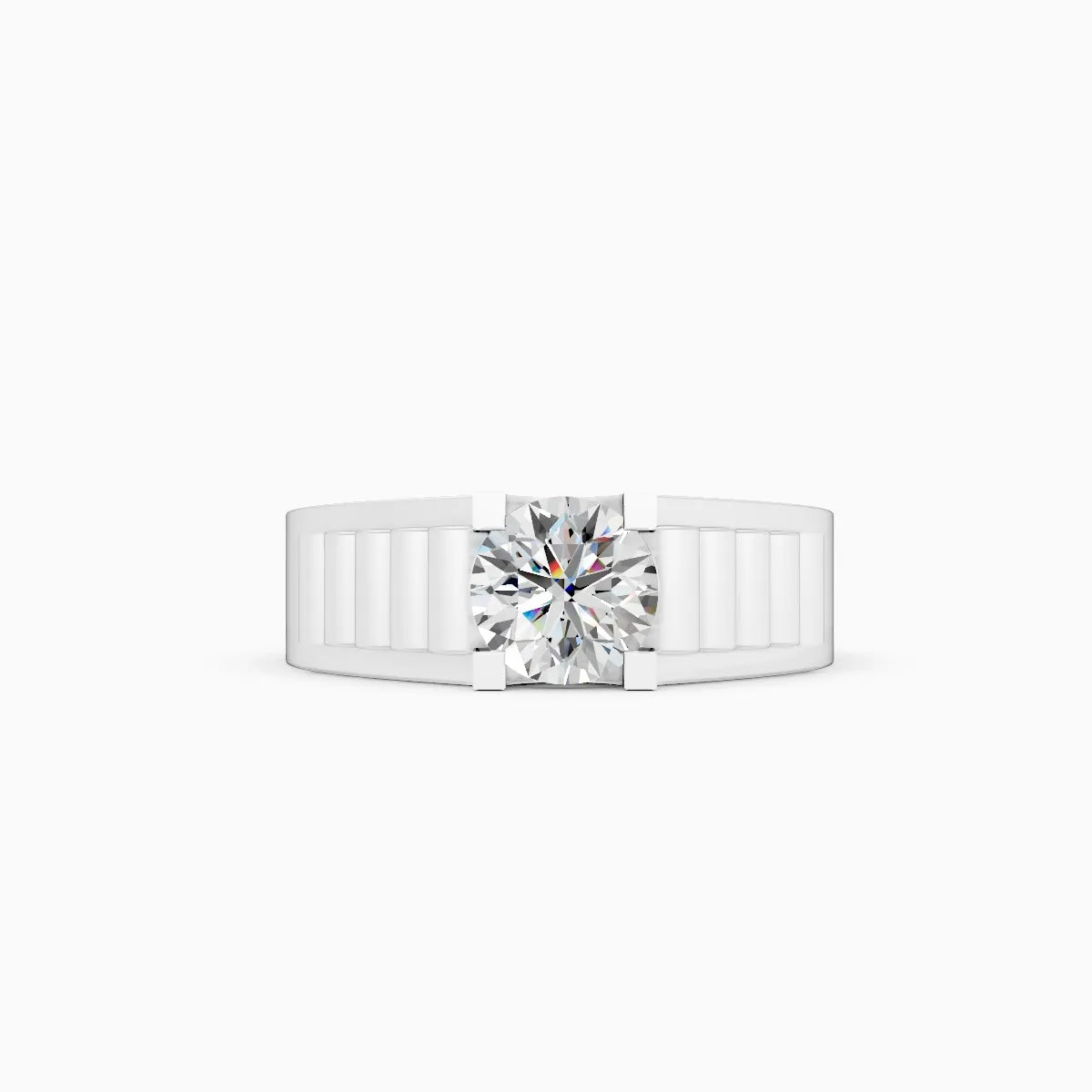 Rugged Band Men's Solitaire Diamond Ring
