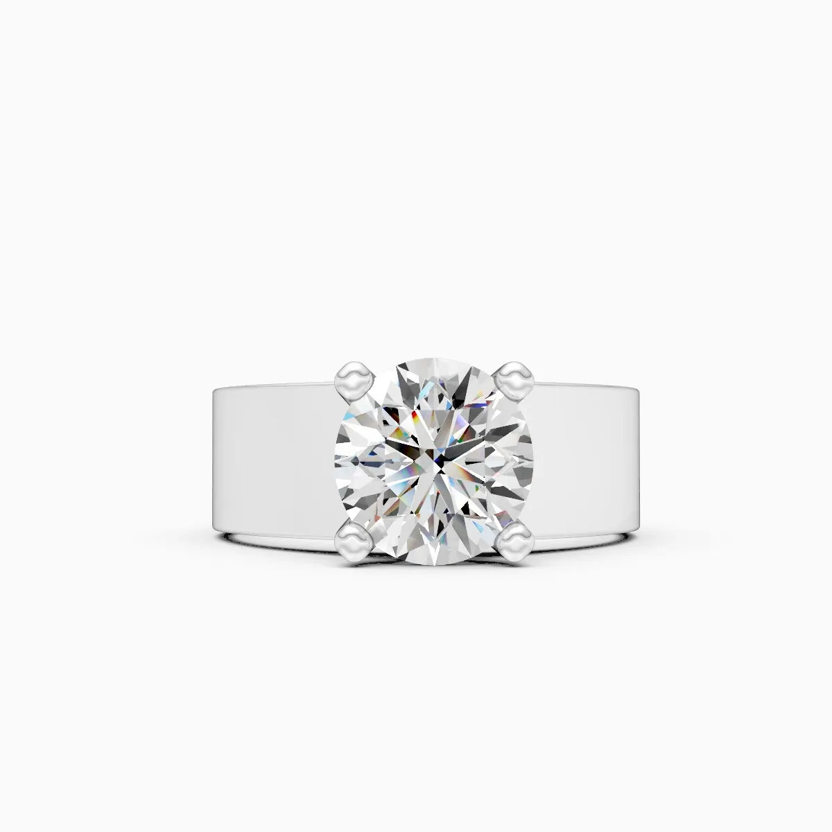 Stunning Single Solitaire Diamond Men's Ring With 2-tone Band