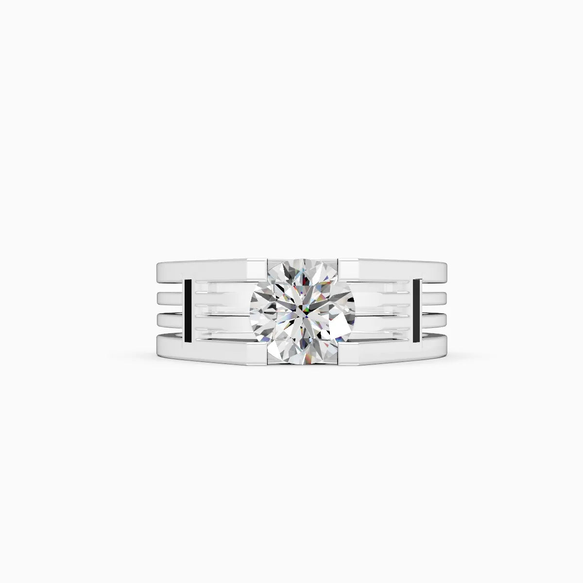 Men’s Solitaire Diamond Ring with Broad Band
