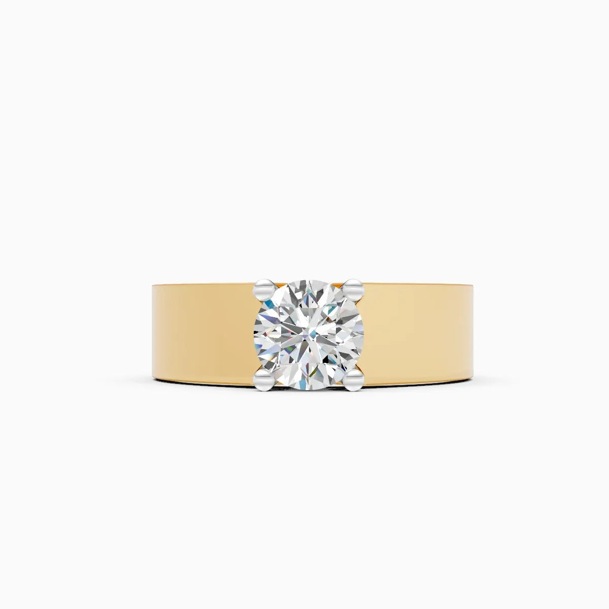 Bold Solitaire Center Stone Men’s Broad Band Ring