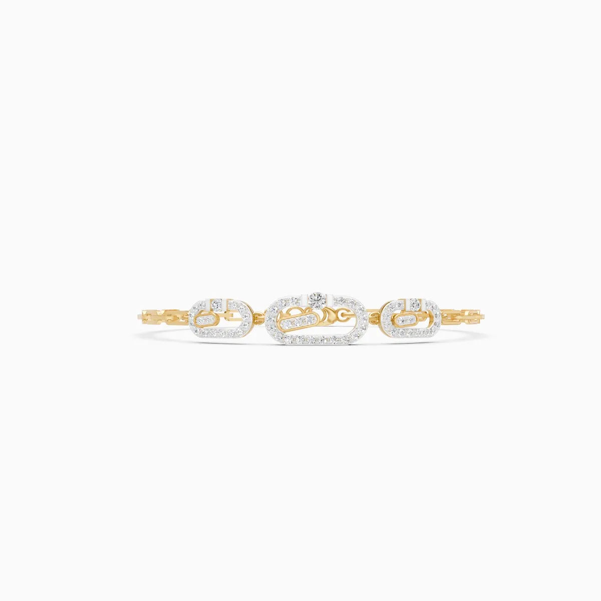 Stacked Style Diamond Charms With Links Bracelet