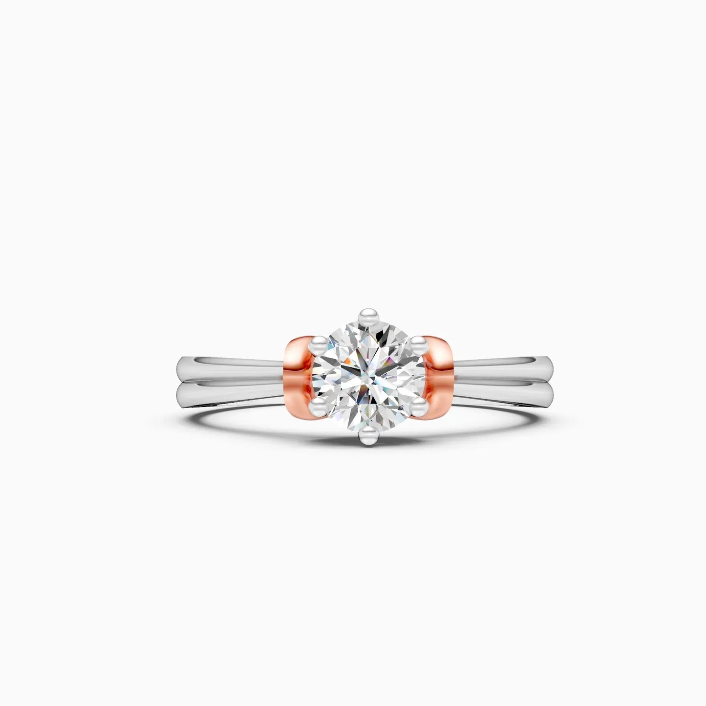 Classic Round Diamond Two Tone Ring