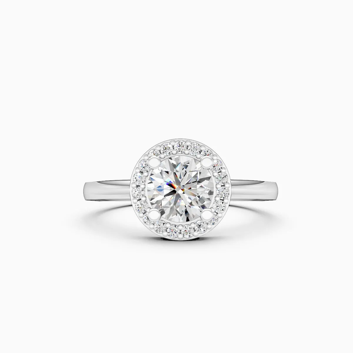 Round Halo Solitaire Engagement Ring