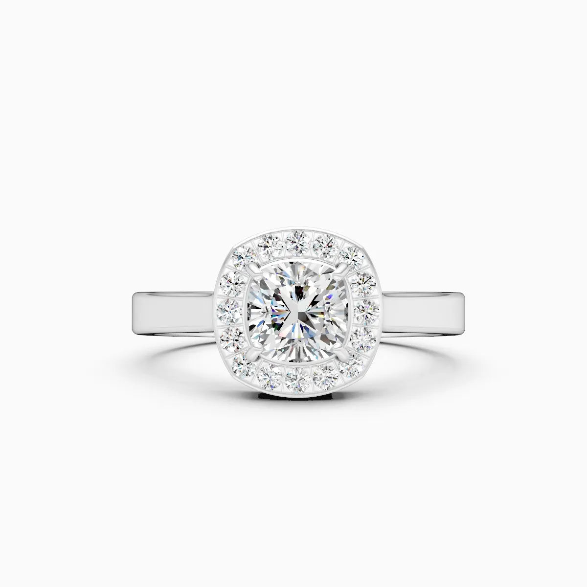 Modern Halo Cushion Shape Lab Diamond Ring