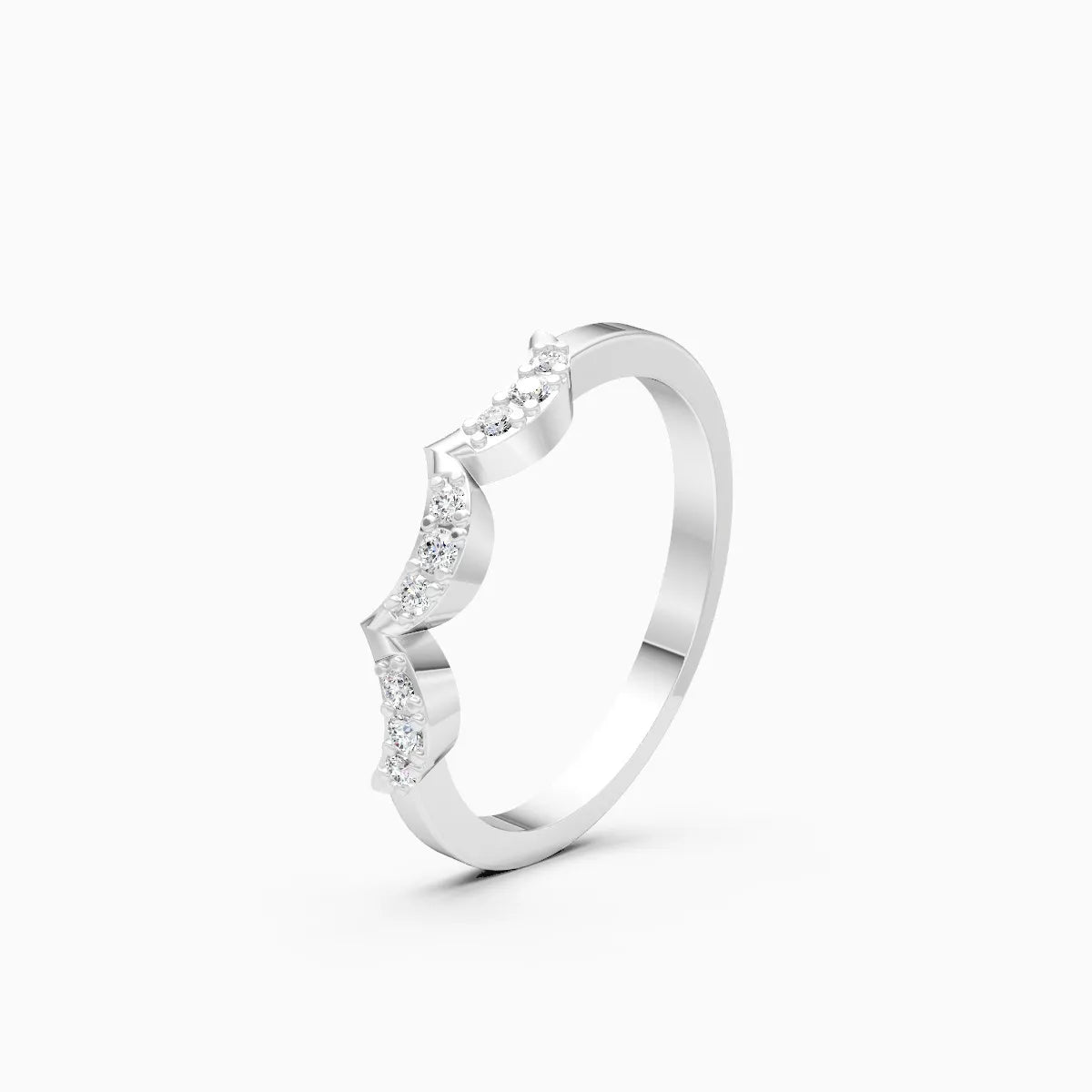 Scalloped Wave Diamond Band