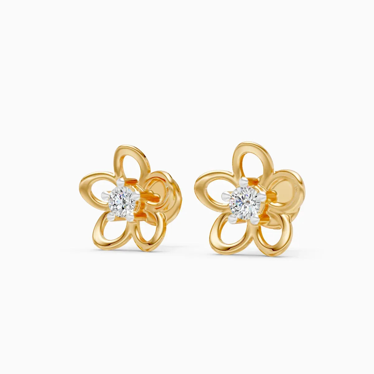 Round Floral Diamond Studs