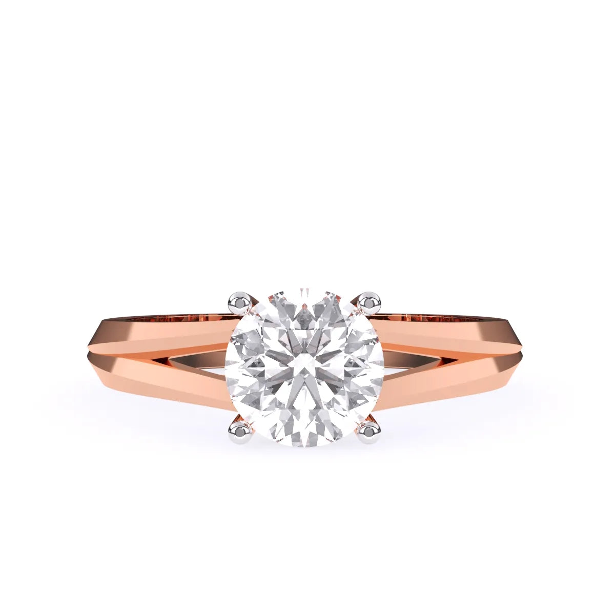 Lavish Split Shank Round Solitaire Ring