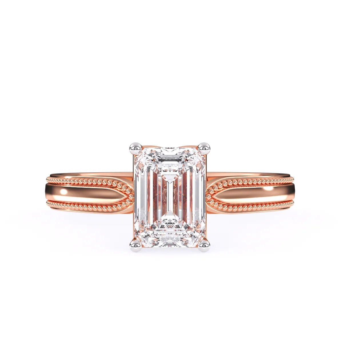 Vintage Milgrain Emerald Cut Solitaire Ring