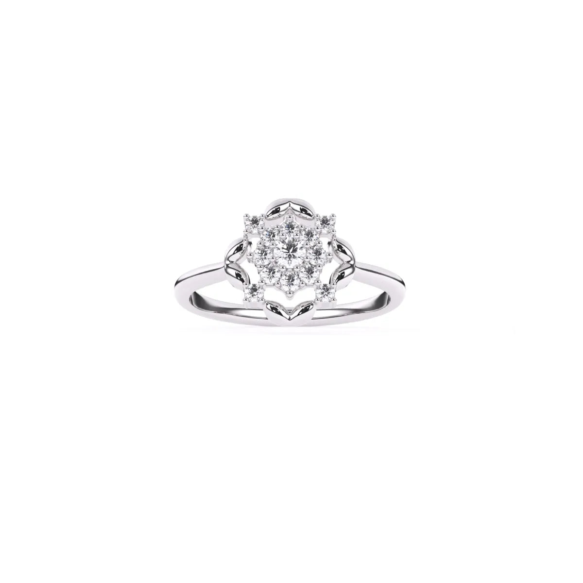 Round Fancy Geometric Pattern 14K Gold Diamond Ring