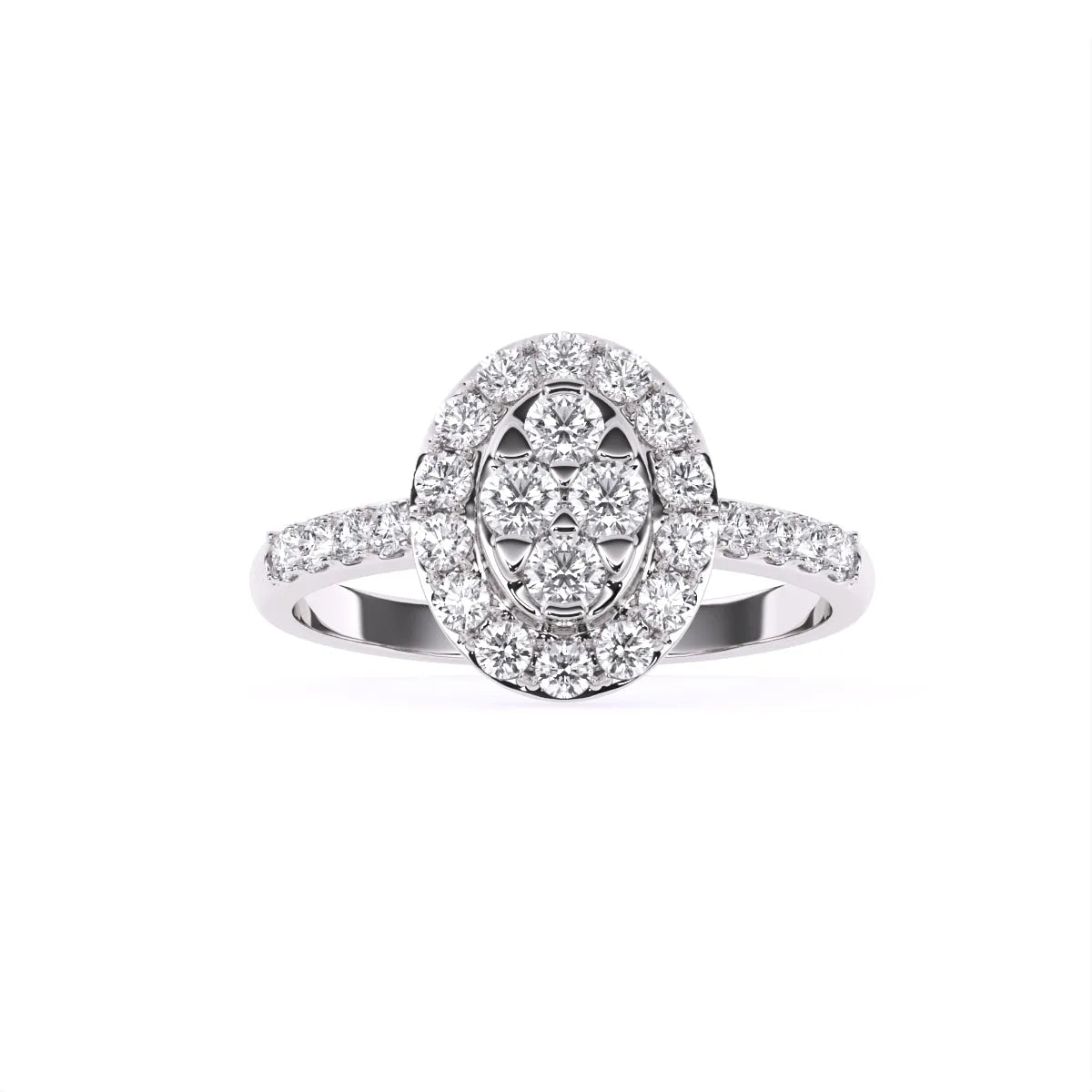 Oval Lab Grown Diamond Halo Rose Gold Engagement Ring