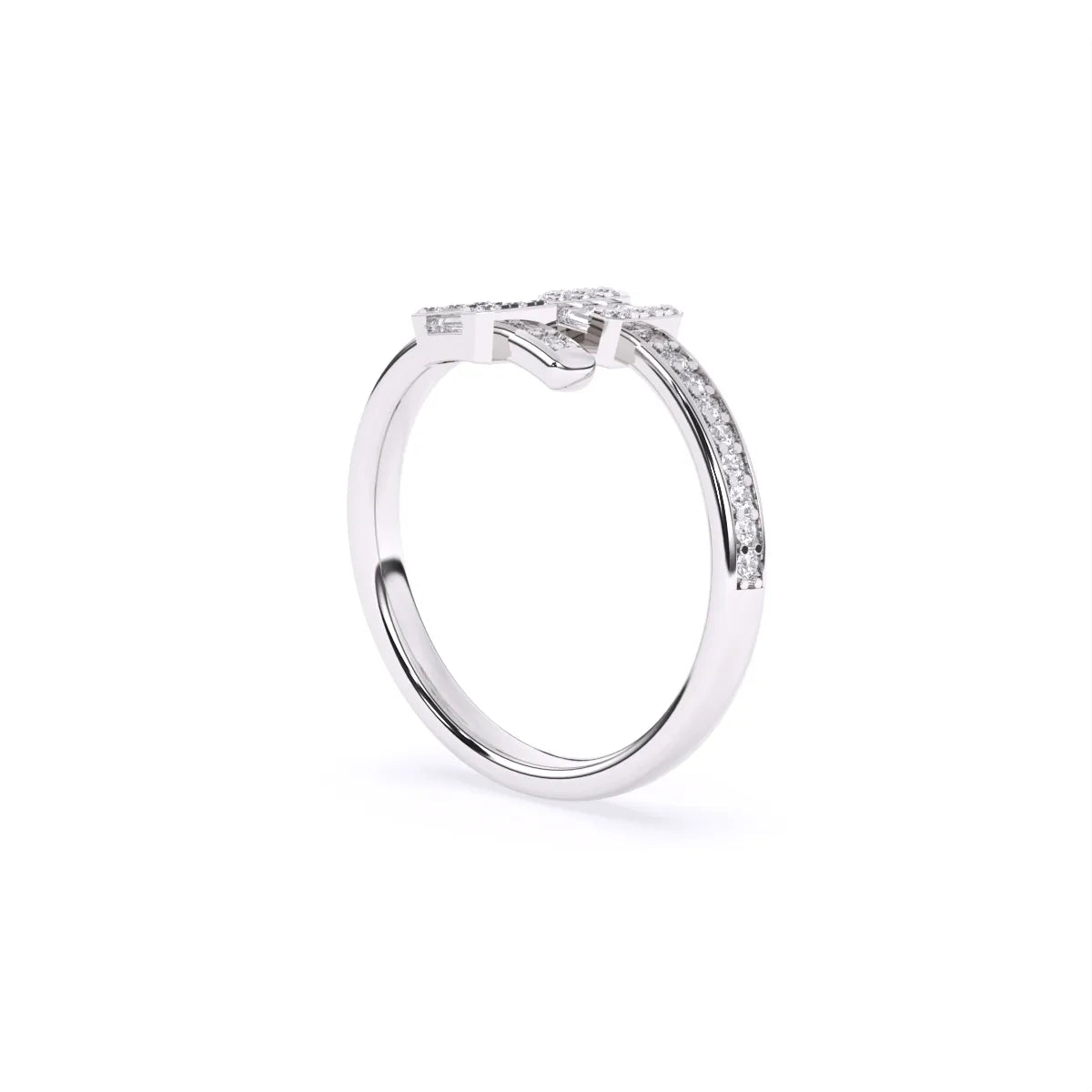 Baguette & Round Open Gape Wedding Band