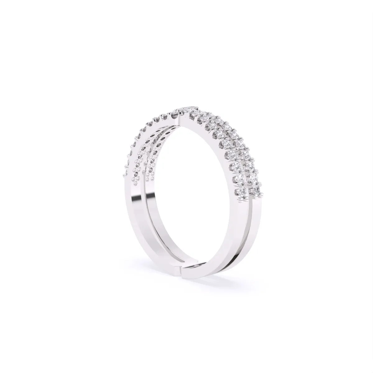 Two Line Half Eternity Lab Diamond Wedding Band