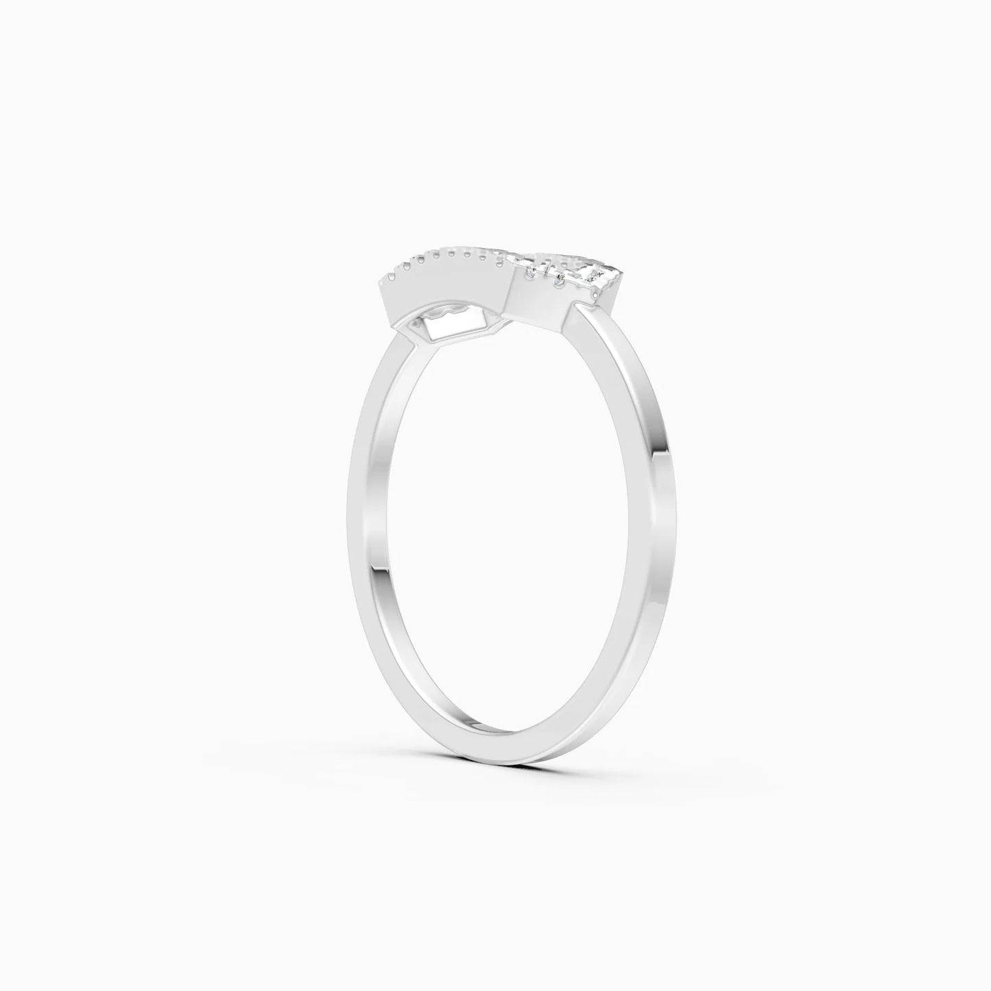 Stylish Open Hexagon Shape Diamond Ring