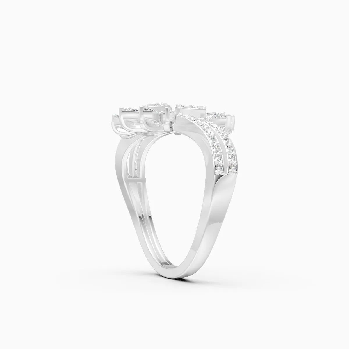 Floral Marquise Lab Grown Diamond Pave Accents Ring