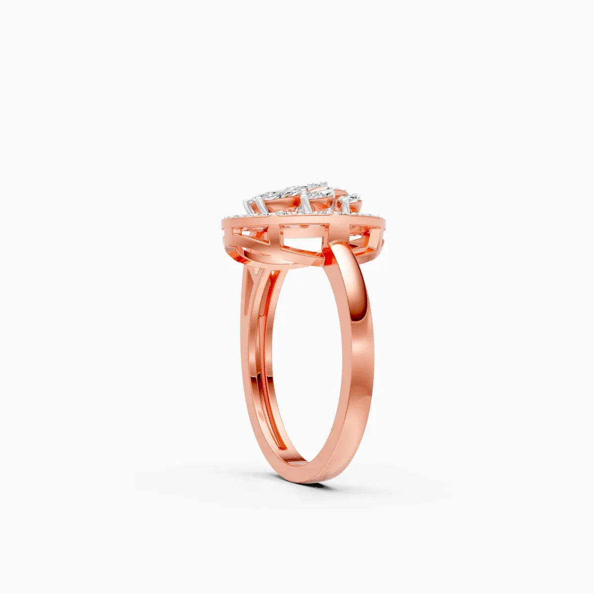 Radiant Leaf Circle Diamond Ring